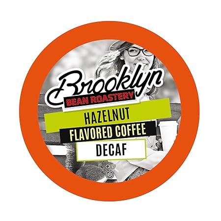 Brooklyn Beans Coffee Pods, Hazelnut Decaf - Compatible with Keurig K Cup Brewers Including 2.0 Machines, 40 Count, Deliciously Nutty Flavor