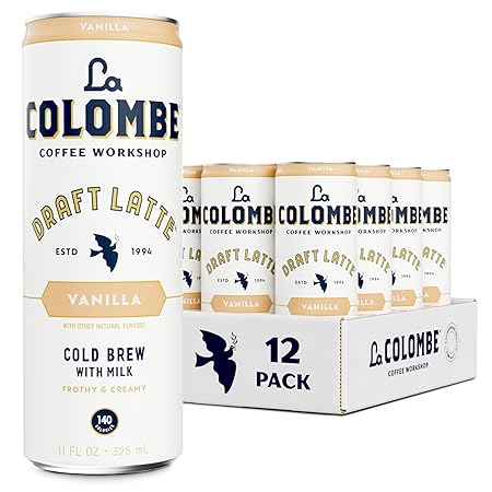 La Colombe Coffee, Vanilla Draft Latte, 11 fl oz Cans (Pack of 12), Coffeehouse Quality Cold Brew, Specialty Grade Coffee Beans, Ready-to-Drink On-the-Go