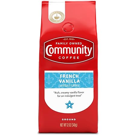Community Coffee French Vanilla Flavored Ground Coffee, Medium Roast, 12 oz Bag (Pack of 1)