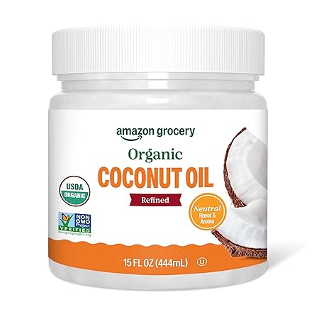 Amazon Grocery, Organic Refined Coconut Oil, 15 Fl Oz (Previously Amazon Fresh, Packaging May Vary)