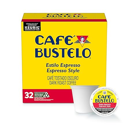 Café Bustelo Espresso Style, Dark Roast Coffee, 32 Keurig K-Cup Pods