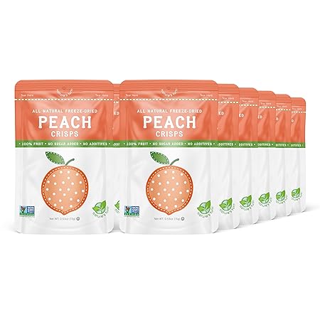 Nature’s Turn Freeze-Dried Peach Crisps – Healthy, Gluten-Free, Crispy & Delicious, Plant-Based Snack, Ideal for Cereal, Smoothies, School Lunches, & On-the-Go, Pack of 12 (0.53 oz Each)