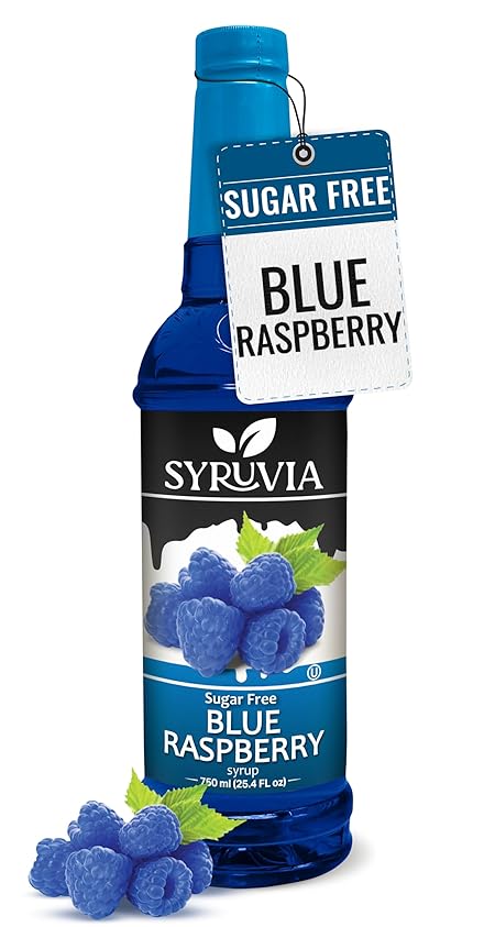 Syruvia Sugar-Free Blue Raspberry Syrup, Flavored Syrup for Drinks, Cocktails, Lemonades, Iced Teas, and Desserts – 25.4 fl oz