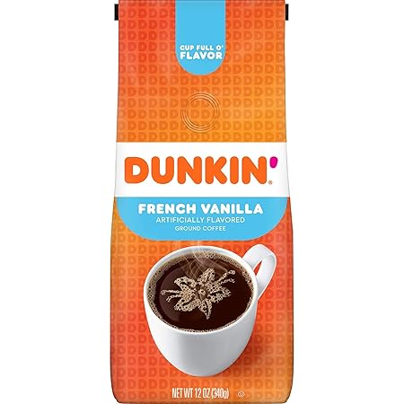 Dunkin' French Vanilla Flavored Ground Coffee, 12 Ounce (Pack of 1)