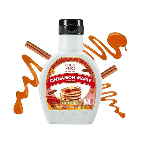 ChocZero Cinnamon Maple Syrup – Sugar-Free, Keto Friendly, High Fiber, Monk Fruit Sweetened, Low Carb, Gluten-Free, Vegan – 10.5oz