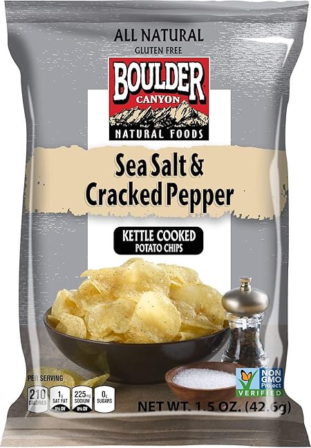 Boulder Canyon, Sea Salt & Pepper Kettle Cooked Chips, 1.5 oz. (55 Count)