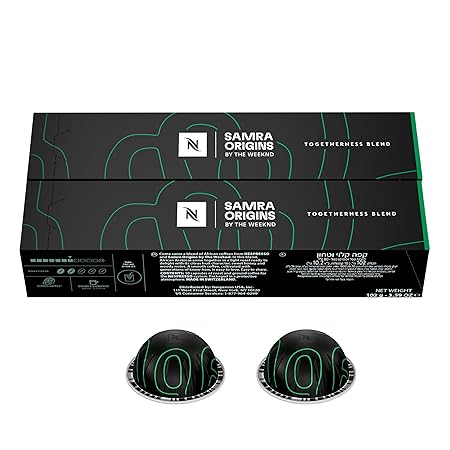 Nespresso I Samra Origins by The Weeknd Vertuo Togetherness Blend, Double Espresso, Light Roast, 20-Count Coffee Pods, Brews 2.7 fl. Oz.