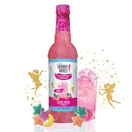 Jordan's Skinny Mixes Sugar Free Syrup, Fairy Dust Flavor, Fruit Flavored Water Enhancer, Drink Mix for Ice Tea, Lemonade & More, Zero Calorie Flavoring, Keto Friendly, 25.4 Fl Oz, 1 Pack