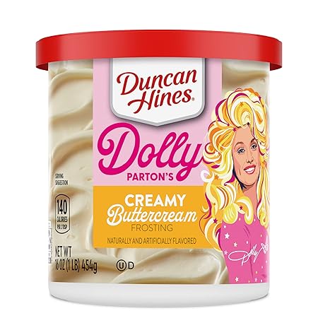 Duncan Hines Dolly Parton's Favorite Creamy Buttercream Flavored Cake Frosting, Halloween Cookie Decorating, 16 oz.