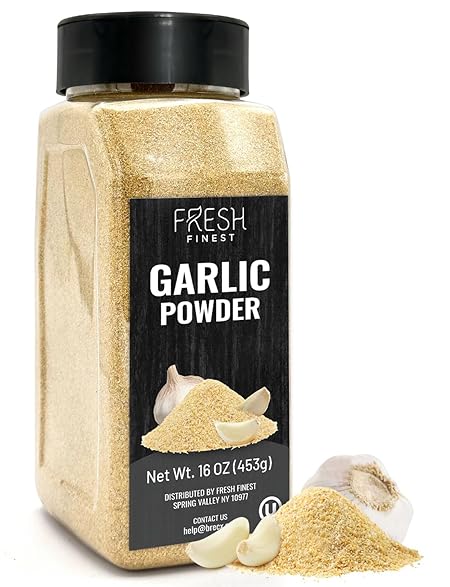 Fresh Finest Premium Garlic Powder - 16oz Bottle - 100% Pure, Non-GMO, Gluten-Free, Ground Garlic Spice for Cooking