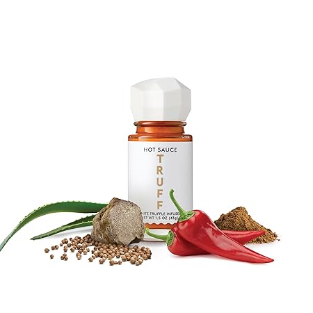 TRUFF White Truffle Hot Sauce 4-Pack Mini Set, Portable Travel Bottles, White Truffle and Red Chili Peppers with Coriander, Gift Idea for the Hot Sauce Fans, (1.5 oz, Pack of 4)