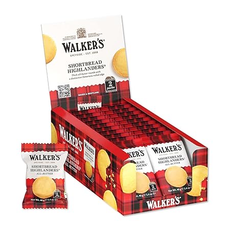 Walker's Shortbread Highlanders, All-Butter Shortbread Cookies, Snack Pack, 1.4 Oz (Pack of 18)