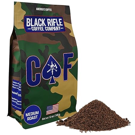 Black Rifle Coffee Company CAF, 12oz Bag, Ground Coffee Medium Roast - Roasted Blend Made from Arabica Beans - Colombian & Brazilian Beans - Veteran Founded & American Made