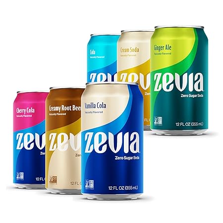 Zevia Zero Sugar Soda, Nostalgic Variety Pack, 12 oz Cans (24-Pack) – Naturally Sweetened, Non-GMO Project Verified, Gluten-Free, Vegan