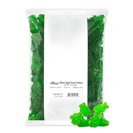 Albanese World's Best Green Apple Gummi Bears, 5lbs of Candy