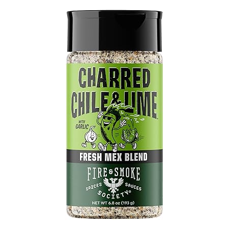 Fire & Smoke Society Charred Chile & Lime Mexican Seasoning | Jalapeno Peppers, Garlic, Salt and Lime | Grilled Chicken, Fish, Flank Steak, Shrimp, Potatoes, Avocados | M 6.8 oz