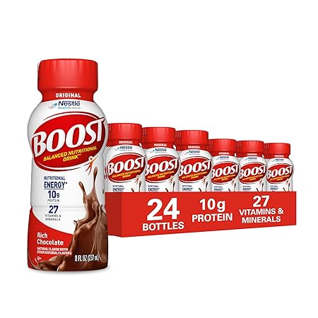 BOOST Original Ready to Drink Nutritional Drinks, Rich Chocolate, 8 Fl Oz Bottles (Pack of 24)