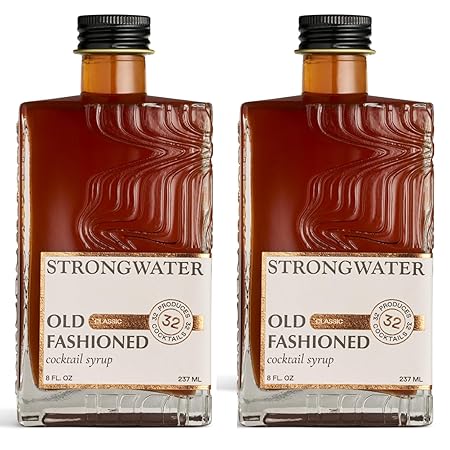 Strongwater Old Fashioned Mix - Makes 64 Cocktails - Handcrafted Old Fashioned Syrup with Bitters, Orange, Cherry, Organic Demerara Sugar - Craft Cocktail Mixer, Just Mix with Bourbon,Whiskey - 2 Pack
