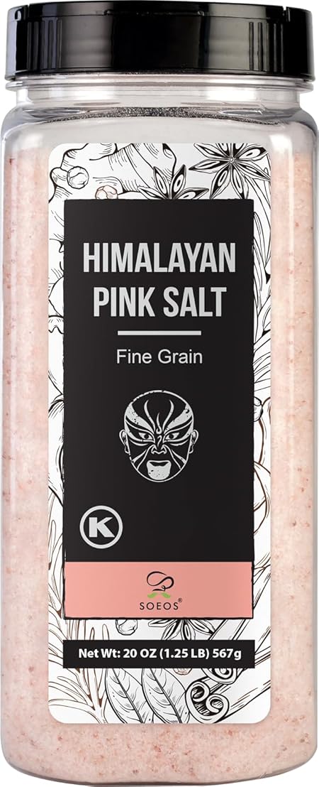 Soeos Himalayan Salt - Fine Grain, 20 oz, Himalayan Pink Salt, Pure Rock Salt for Grinders and Salt Mills, Kosher & Natural Certified, Healthy