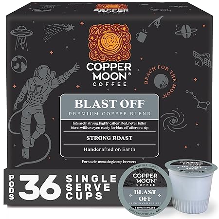 Copper Moon Single Serve Coffee Pods for Keurig K-Cup Brewers, Strong Roast, Blast Off Blend, 36 Count
