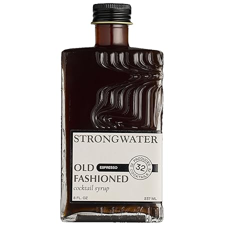 Strongwater Espresso Old Fashioned Craft Cocktail Mixer - Makes 32 Cocktails - Handcrafted Old Fashioned Syrup with Real Coffee, Cinnamon, Sugar & Cherry - Just Mix with Bourbon or Whiskey