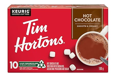 Tim Hortons Original Hot Chocolate, Single Serve Keurig K-Cup Pods, 10 Count
