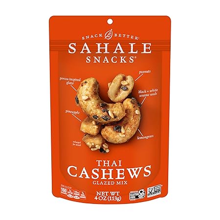 Sahale Snacks Thai Cashews Glazed Mix, 4 Ounces (Pack of 6)