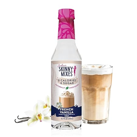 Jordan's Skinny Syrups Sugar Free Syrup, French Vanilla Syrup, 12.6 oz, Zero Sugar and Zero Calorie Flavoring for Coffee, Protein Shake, Cocktail or Mocktail Drinks and More, Naturally Sweetened Line