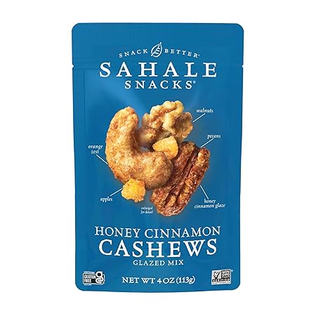 Sahale Snacks Honey Cinnamon Cashews Glazed Mix, 4 Ounce (Pack of 6)