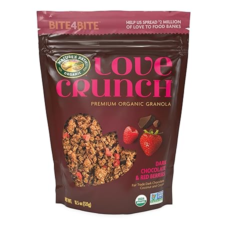 Love Crunch Organic Dark Chocolate & Red Berries Granola, 11.5 oz (Pack of 1), Non-GMO, Fair Trade, by Nature's Path