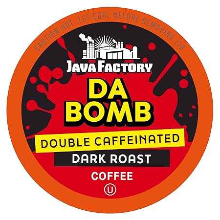 Java Factory Coffee Pods High Caffeine Coffee Compatible with K Cup Brewers Including 2.0, Da Bomb Extra Bold Double Caffeinated, 80 Count