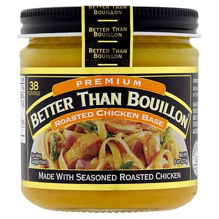 Better Than Bouillon Premium Roasted Chicken Base, Made with Seasoned Roasted Chicken, 38 Servings, Blendable Base for Added Flavor, 8-Ounce Jar (Pack of 4)