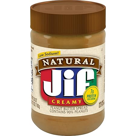 Jif Natural Creamy Peanut Butter Spread, 28 Ounces (Pack of 10), Contains 90% Peanuts