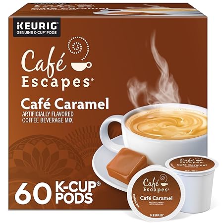 Café Escapes Café Caramel Coffee Beverage, Single-Serve K-Cup Pods, 60 Count
