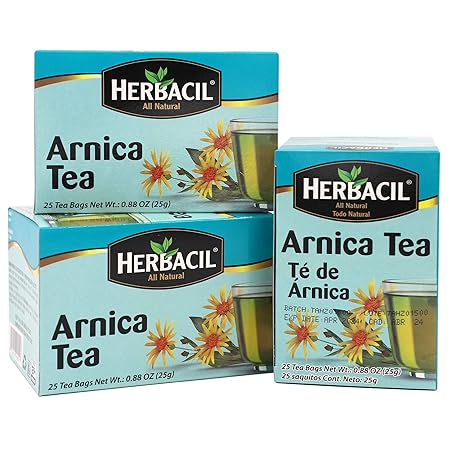 Herbacil Arnica Herbal Tea – Caffeine-Free Natural Remedy, 25 Tea Bags per Box, 3-Pack (75 Total), 0.88 oz Each