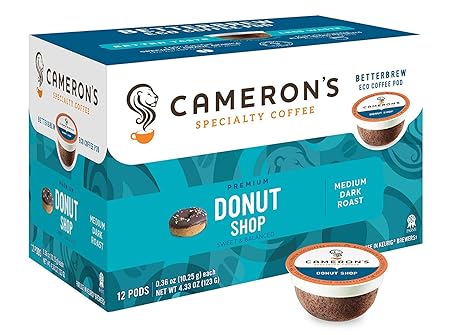 Cameron's Coffee Donut Shop Blend Single Serve Pods, 12 Count, 4.33 Ounce (Pack of 6)