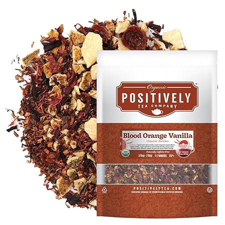 Organic Positively Tea Company, Blood Orange Vanilla Rooibos Tea, Loose Leaf, 16 Ounce
