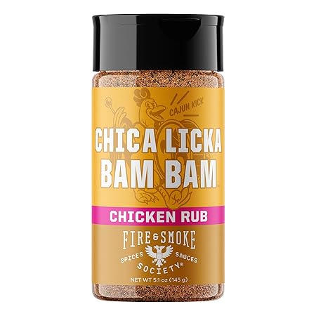 Fire & Smoke Society Chica Licka Bam Bam Chicken Seasoning | BBQ Seasonings and Rubs for Smoking and Grilling | Chicken Wings, Turkey Rub, Poultry Seasoning | Black Pepper, Paprika, Garlic | M 5.1 oz