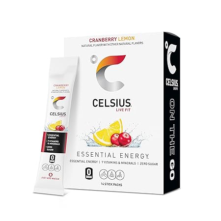 CELSIUS On The Go Cranberry Lemon, Sugar Free Energy Drink Mix (14 Sticks per Pack)