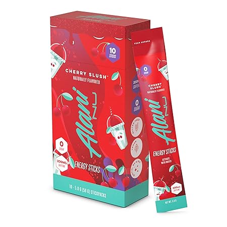 Alani Nu CHERRY SLUSH, Energy Sticks Drink Powder, 200mg Caffeine, Pre Workout Performance with Antioxidants, On-The-Go Drink Mix, Biotin, B Vitamins, Zero Sugar, 5 Calories, 10 Pack
