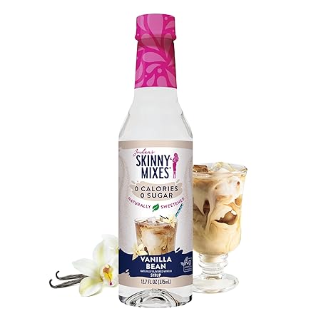 Jordan's Skinny Syrups Sugar Free Syrup, Vanilla Bean Syrup, 12.7 oz, Zero Sugar and Zero Calorie Flavoring for Coffee, Protein Shake, Cocktail or Mocktail Drinks and More, Naturally Sweetened Line