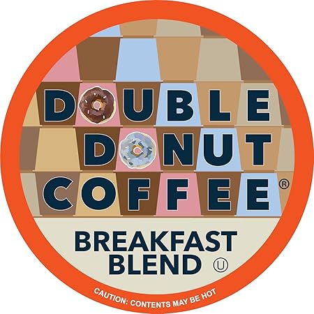 Double Donut Breakfast Blend Coffee Pods, Medium Roast Coffee, Single Serve Coffee For Keurig K Cups Machines, Breakfast Blend in Recyclable Pods, Hot or Iced Coffee, 96 Count