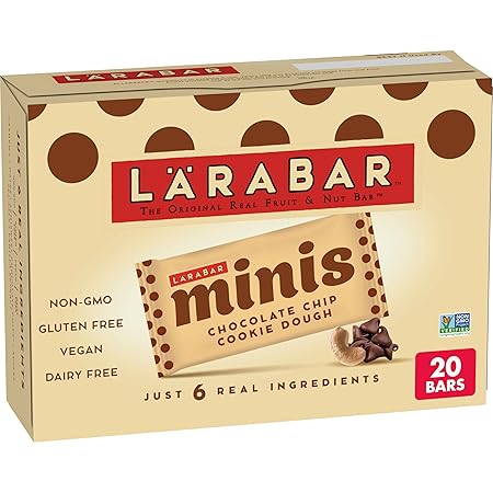 Larabar Chocolate Chip Cookie Dough Mini Bars, Gluten Free Vegan Bar, 20 ct