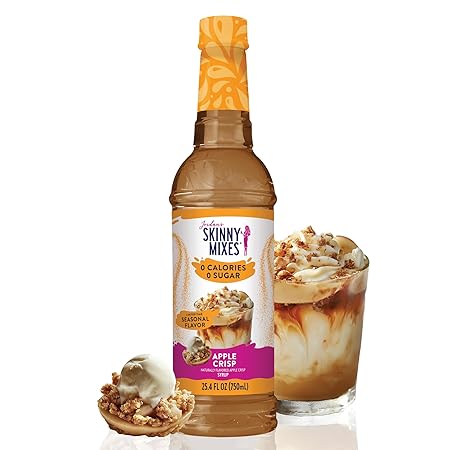 Jordan's Skinny Mixes Sugar Free Syrup, Sugar Free Apple Crisp Syrup, Flavored Water Enhancer, Drink Mix for Water, Lemonade & More, Zero Calorie Flavoring, Keto Friendly, 750mL, 1 Pack