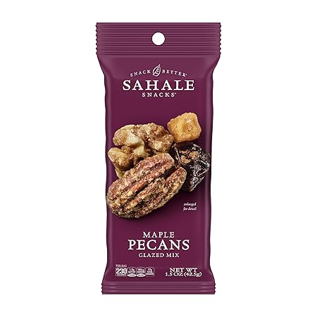 Sahale Snacks Maple Pecans Glazed Mix, 1.5 Oz Grab & Go Bags (18 Packs) Dry-Roasted, Deluxe Mixed Nuts with Cherries, Apples, Maple, and Cinnamon - Non-GMO, Kosher, and Certified Gluten-Free Snacks