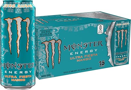 Monster Energy Ultra Fiesta Mango, Sugar Free Energy Drink, 16 Ounce (Pack of 15)