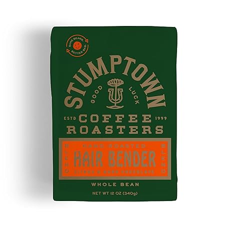 Stumptown Coffee Roasters, Medium Roast Whole Bean Coffee - Hair Bender 12 Ounce Bag with Flavor Notes of Citrus and Dark Chocolate