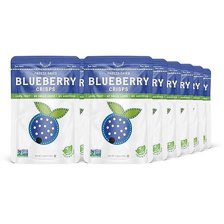 Nature’s Turn Freeze-Dried Blueberry Crisps – Healthy, Gluten-Free, Crispy & Delicious, Plant-Based Snack, Ideal for Cereal, Smoothies, School Lunches, & On-the-Go, Pack of 12 (0.53 oz Each)