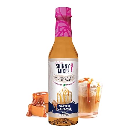 Jordan's Skinny Mixes Syrups Salted Caramel Naturally Sweetened, 0 calorie, 0 Sugar, No Artificial Flavors 12.7 Fl Oz