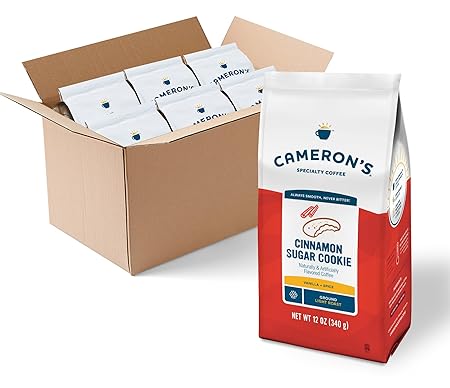Cameron's Coffee Roasted Ground Coffee Bag, Flavored, Cinnamon Sugar Cookie, 12 Ounce, Pack of 6 - NEW